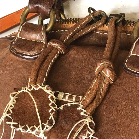 Sissi Rossi Italy Brown Leather Handbag Satchel Purse - Picture 3 of 10